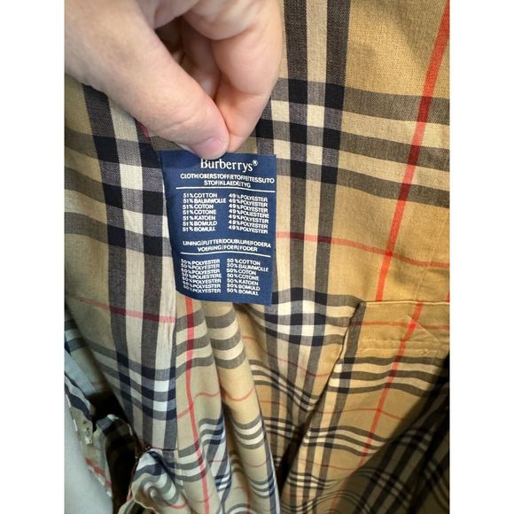 Vintage Burberry’s Nova Check Trench Coat Mens 40R Beige Belted D-Rings USA - Picture 10 of 14